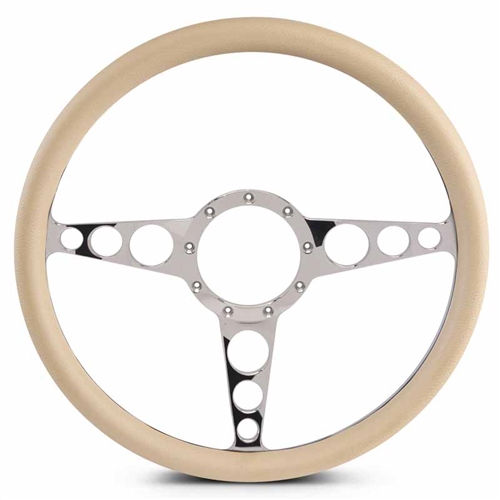 Racer Billet Steering Wheel 15" Polished Spokes/Tan Grip