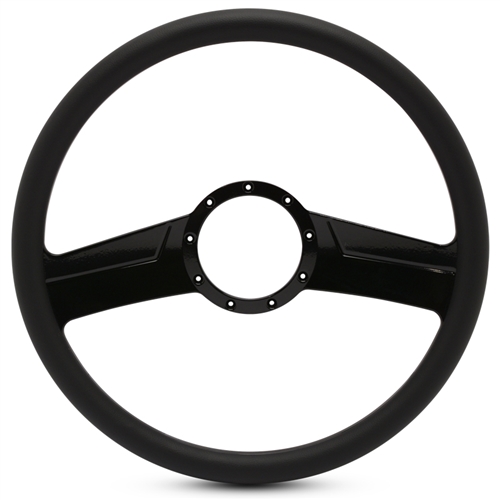 Vintage Billet Steering Wheel 15" Black Anodized Spokes/Black Grip