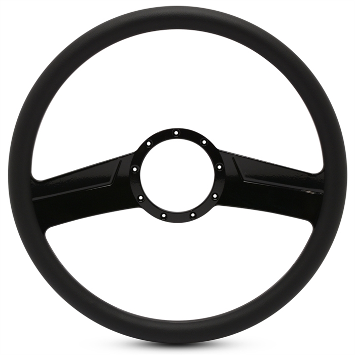 Vintage Billet Steering Wheel 15" Black Anodized Spokes/Black Grip