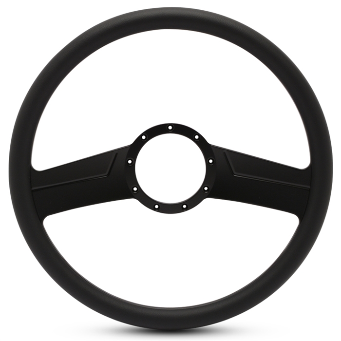 Vintage Billet Steering Wheel 15" Matte Black Spokes/Black Grip