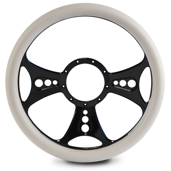 Reaper Billet Steering Wheel 15" Gloss Black Spokes/White Grip