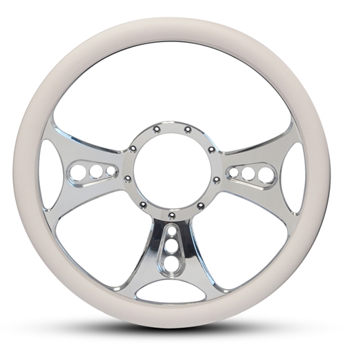 Reaper Billet Steering Wheel 15" Clear Coat Spokes/White Grip