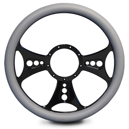 Reaper Billet Steering Wheel 15" Gloss Black Spokes/Grey Grip