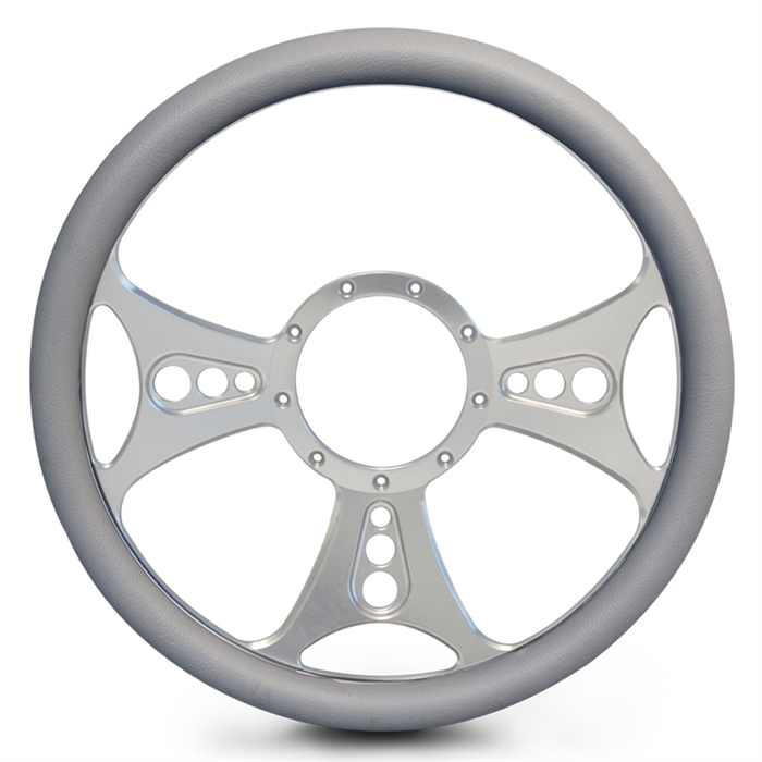 Reaper Billet Steering Wheel 15" Clear Anodized Spokes/Grey Grip