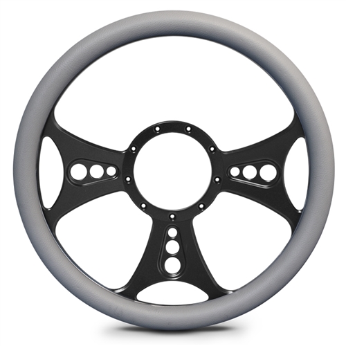 Reaper Billet Steering Wheel 15" Matte Black Spokes/Grey Grip