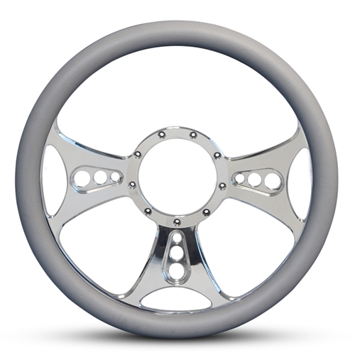 Reaper Billet Steering Wheel 15" Polished Spokes/Grey Grip