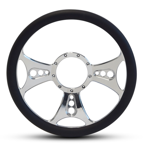 Reaper Billet Steering Wheel 15" Polished Spokes/Black Grip