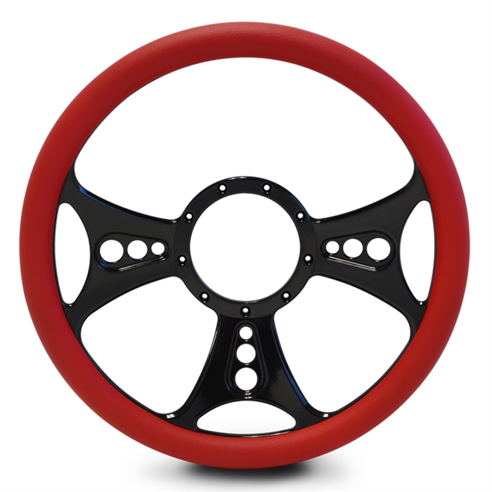 Reaper Billet Steering Wheel 15" Gloss Black Spokes/Red Grip