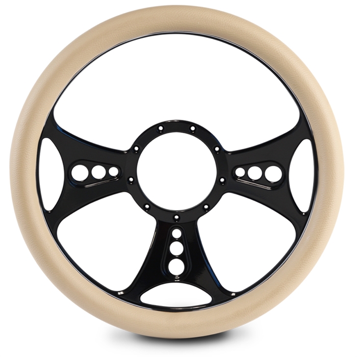 Reaper Billet Steering Wheel 15" Gloss Black Spokes/Tan Grip
