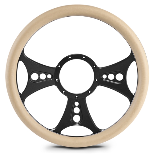 Reaper Billet Steering Wheel 15" Matte Black Spokes/Tan Grip