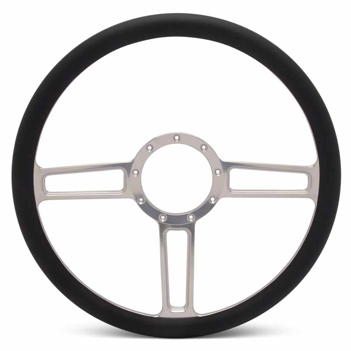 Launch Billet Steering Wheel 15" Clear Anodized Spokes/Black Grip