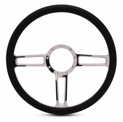 Launch Billet Steering Wheel 15" Clear Coat Spokes/Black Grip