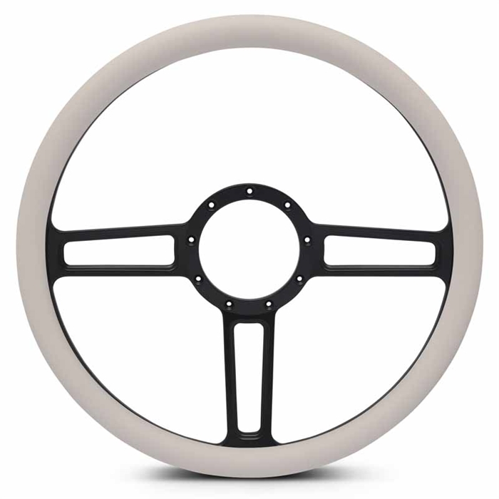 Launch Billet Steering Wheel 15" Matte Black Spokes/White Grip