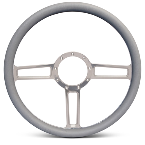 Launch Billet Steering Wheel 15" Clear Anodized Spokes/Grey Grip