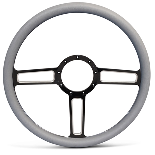 Launch Billet Steering Wheel 15" Black Spokes with Machined Highlights/Grey Grip