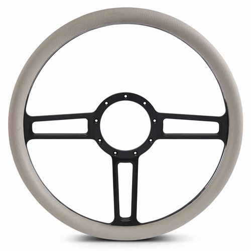 Launch Billet Steering Wheel 15" Matte Black Spokes/Grey Grip