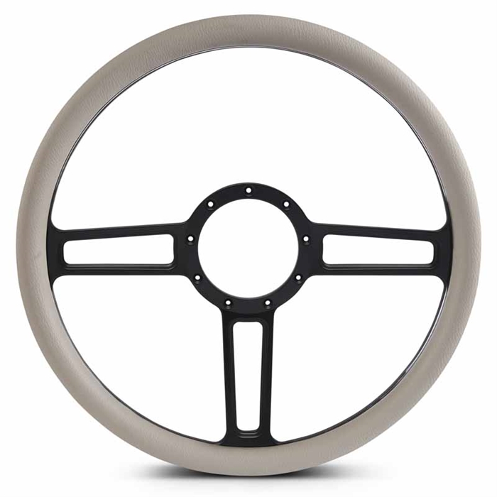 Launch Billet Steering Wheel 15" Matte Black Spokes/Grey Grip