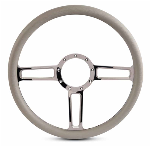 Launch Billet Steering Wheel 15" Polished Spokes/Grey Grip
