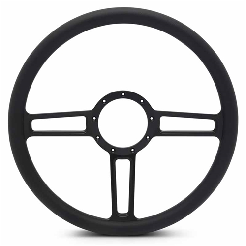 Launch Billet Steering Wheel 15" Matte Black Spokes/Black Grip