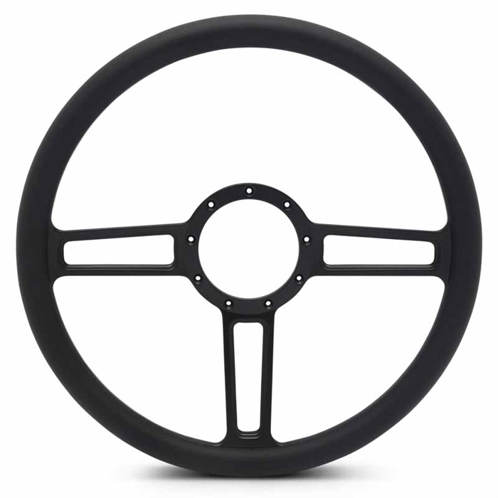 Launch Billet Steering Wheel 15" Matte Black Spokes/Black Grip