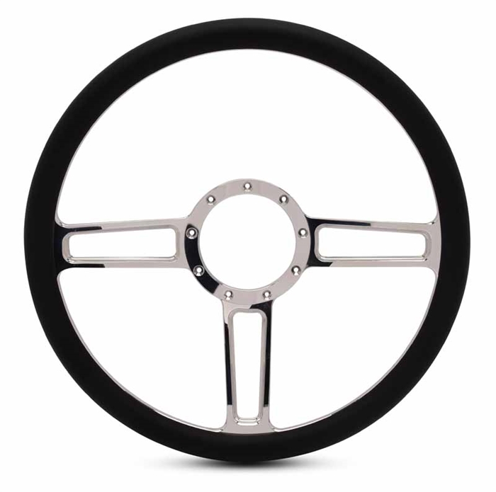 Launch Billet Steering Wheel 15" Polished Spokes/Black Grip