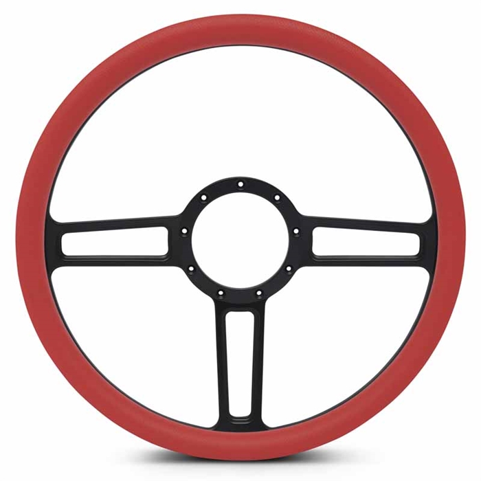 Launch Billet Steering Wheel 15" Matte Black Spokes/Red Grip