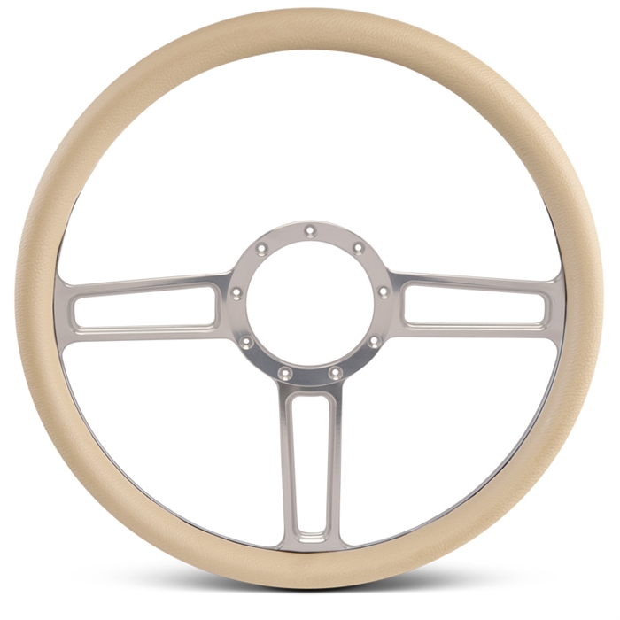 Launch Billet Steering Wheel 15" Clear Anodized Spokes/Tan Grip