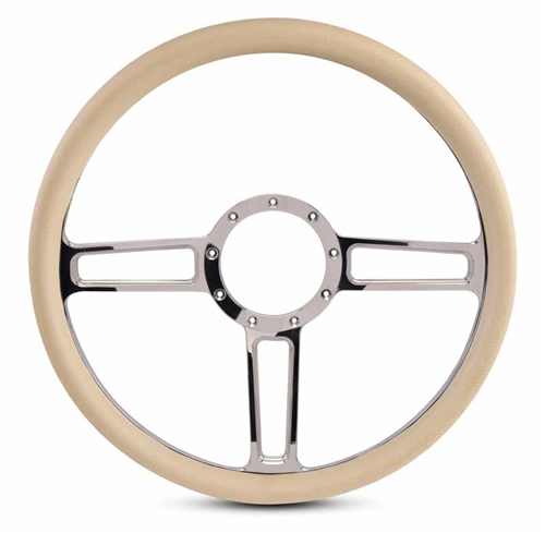 Launch Billet Steering Wheel 15" Clear Coat Spokes/Tan Grip