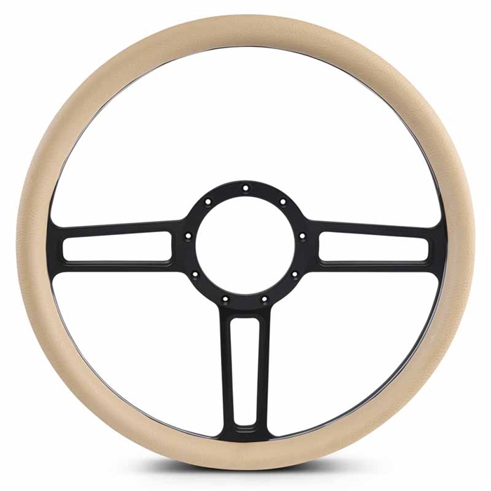 Launch Billet Steering Wheel 15" Matte Black Spokes/Tan Grip