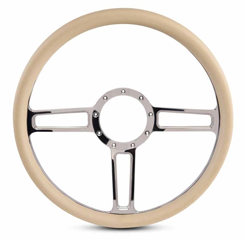 Launch Billet Steering Wheel 15" Polished Spokes/Tan Grip