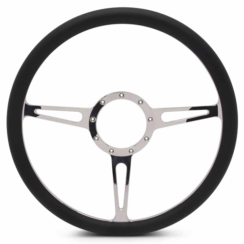 Classic Billet Steering Wheel 15" Clear Coat Spokes/Black Grip