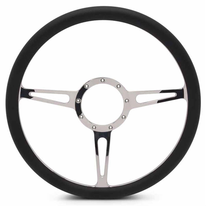 Classic Billet Steering Wheel 15" Clear Coat Spokes/Black Grip