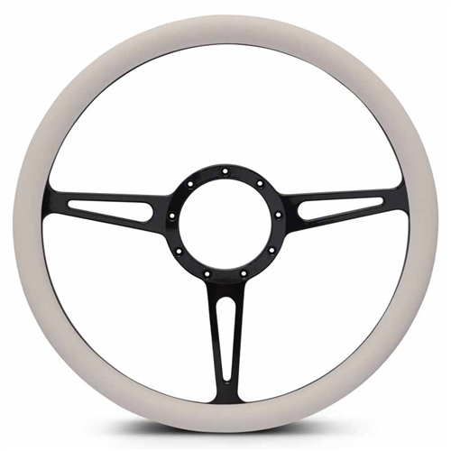 Classic Billet Steering Wheel 15" Gloss Black Spokes/White Grip