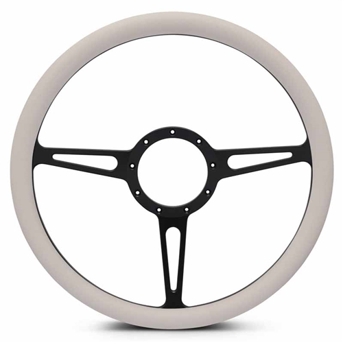 Classic Billet Steering Wheel 15" Matte Black Spokes/White Grip