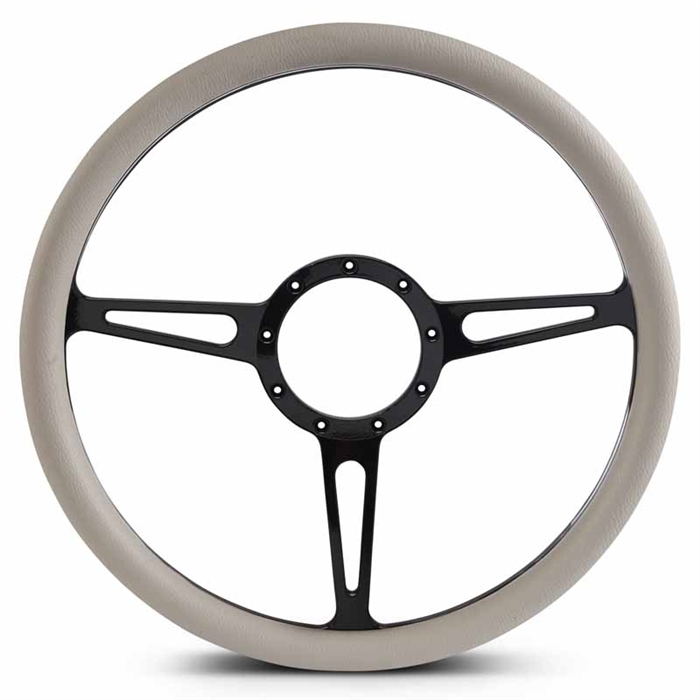 Classic Billet Steering Wheel 15" Gloss Black Spokes/Grey Grip
