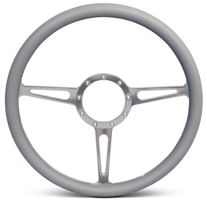 Classic Billet Steering Wheel 15" Clear Anodized Spokes/Grey Grip