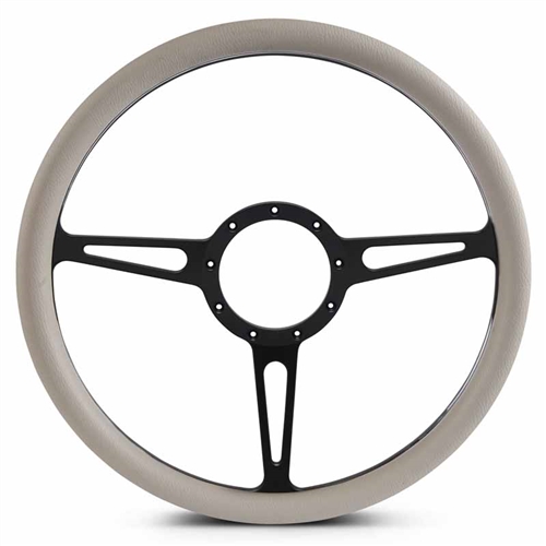 Classic Billet Steering Wheel 15" Matte Black Spokes/Grey Grip