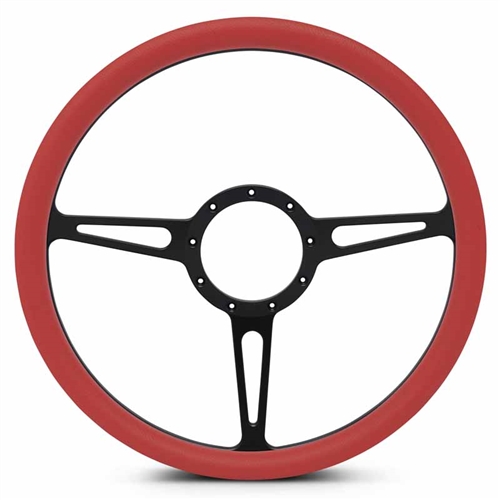 Classic Billet Steering Wheel 15" Matte Black Spokes/Red Grip