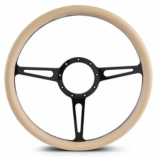 Classic Billet Steering Wheel 15" Gloss Black  Spokes/Tan Grip