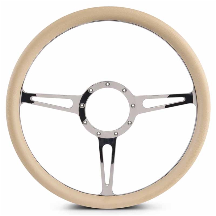 Classic Billet Steering Wheel 15" Clear Coat Spokes/Tan Grip