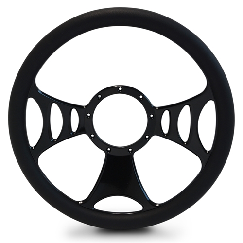 Raptor Billet Steering Wheel 15" Gloss Black Spokes/Black Grip