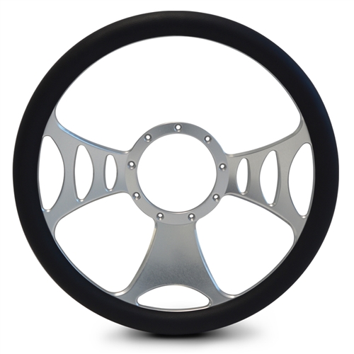 Raptor Billet Steering Wheel 15" Clear Anodized Spokes/Black Grip