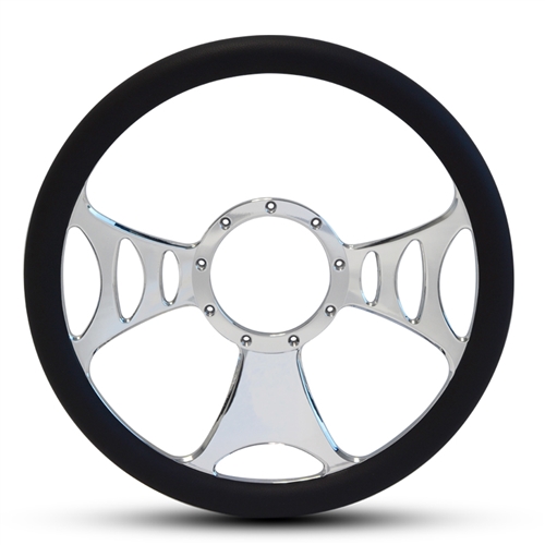 Raptor Billet Steering Wheel 15" Clear Coat Spokes/Black Grip