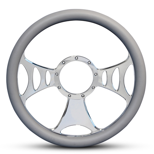 Raptor Billet Steering Wheel 15" Clear Coat Spokes/Grey Grip