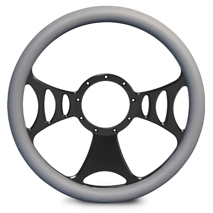 Raptor Billet Steering Wheel 15" Matte Black Spokes/Grey Grip