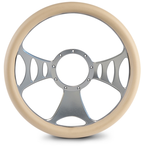 Raptor Billet Steering Wheel 15" Clear Anodized Spokes/Tan Grip