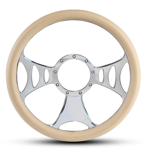 Raptor Billet Steering Wheel 15" Clear Coat Spokes/Tan Grip