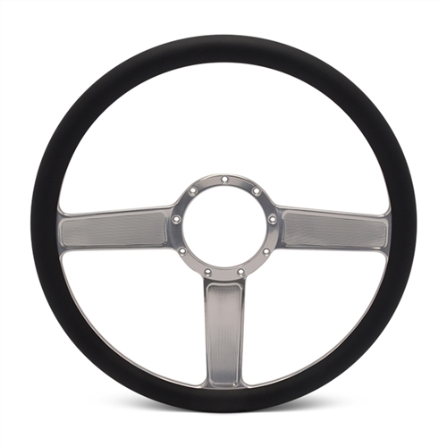 Linear Billet Steering Wheel 15" Clear Anodized Spokes/Black Grip