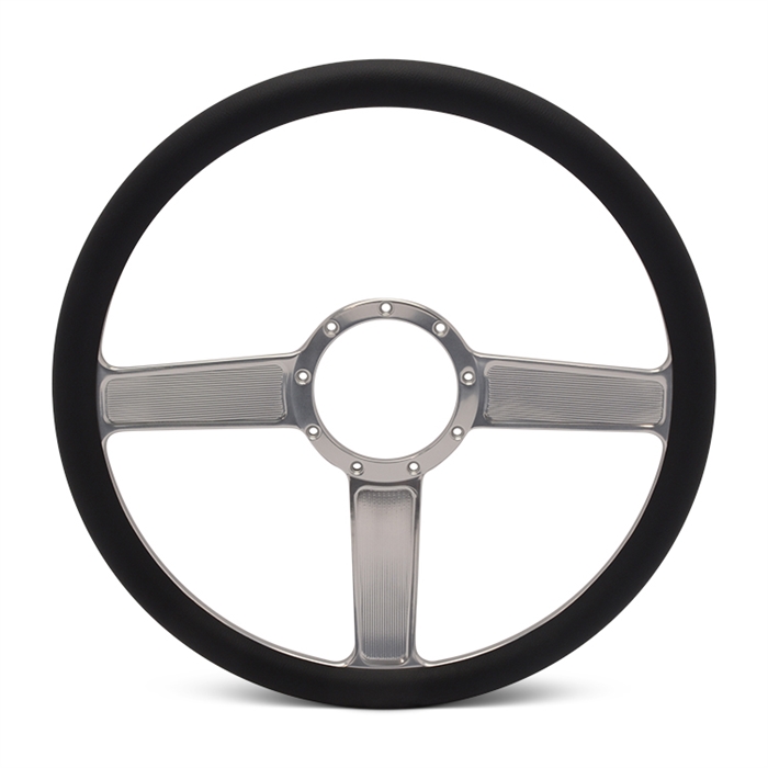 Linear Billet Steering Wheel 15" Clear Anodized Spokes/Black Grip