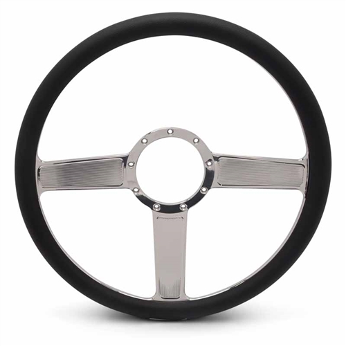 Linear Billet Steering Wheel 15" Clear Coat Spokes/Black Grip